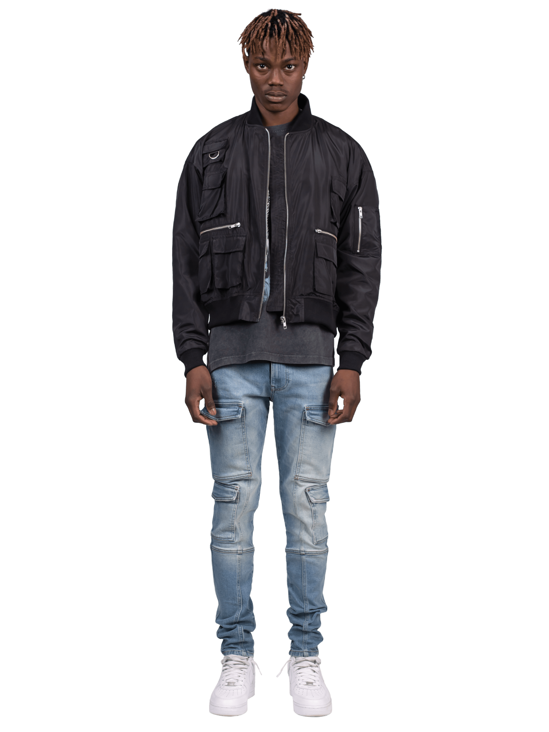 Front Pocket Cargo Denim - Light Stone