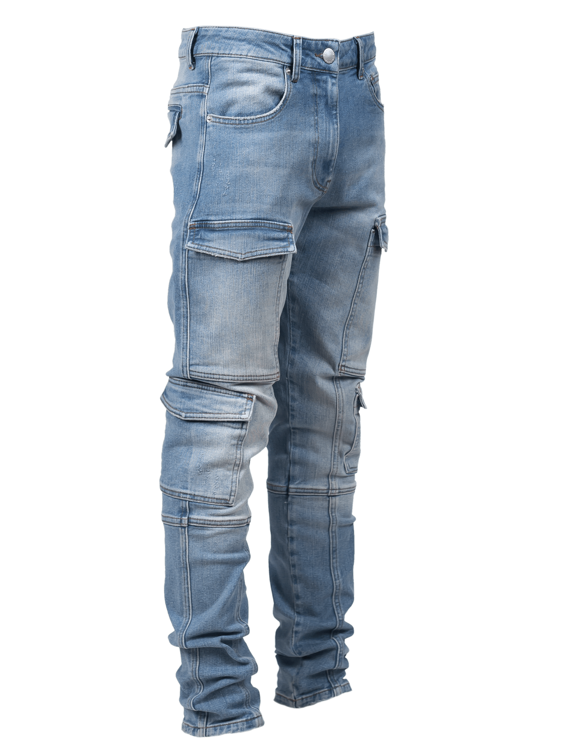 Front Pocket Cargo Denim - Light Stone