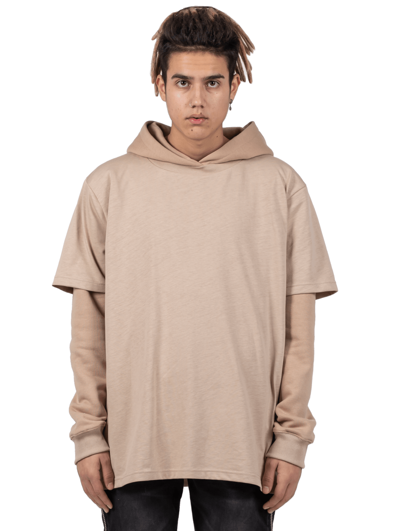 Layered Hoodie - Beige - Reputation Studios