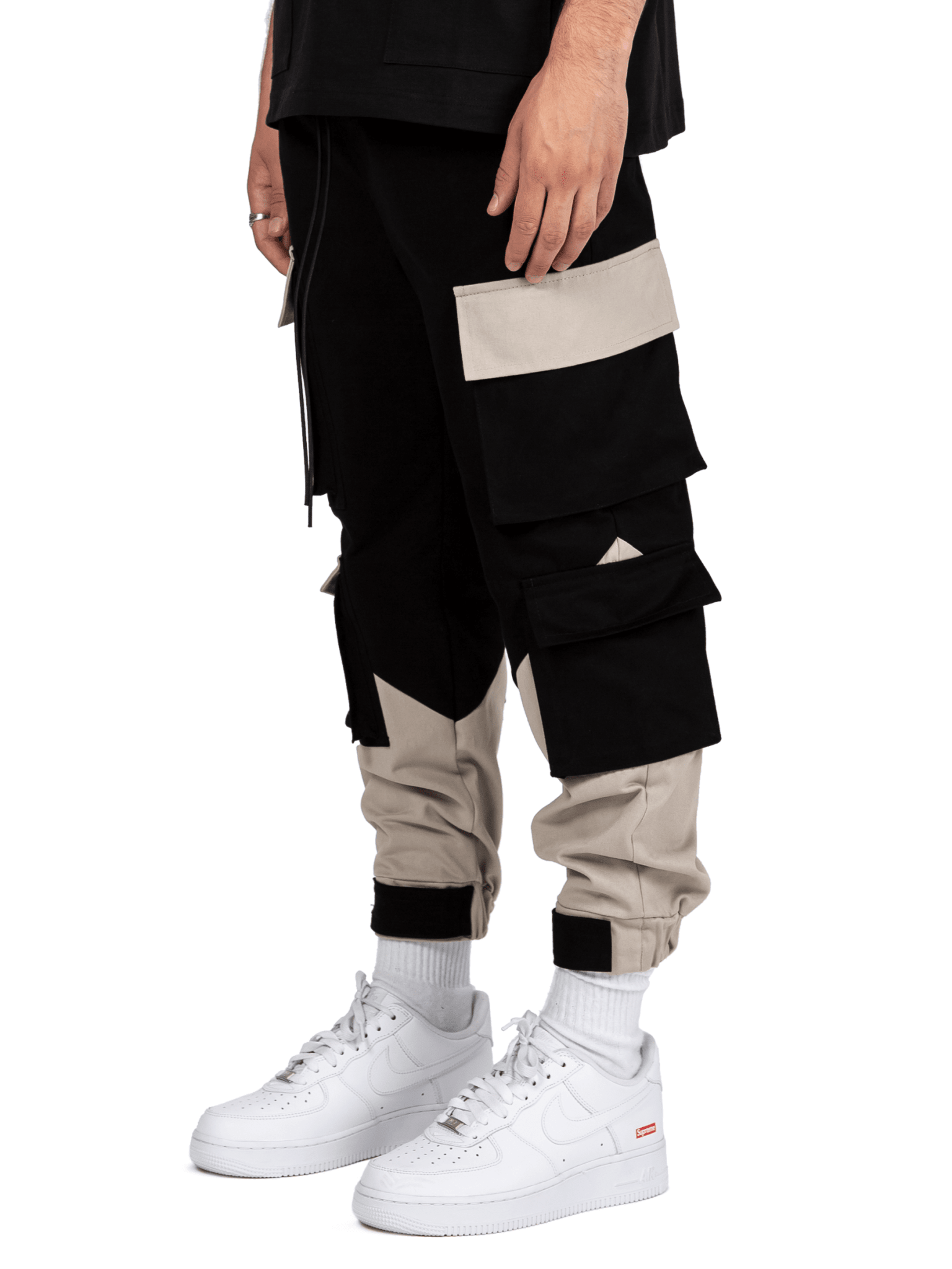 Multi Pocket Cargo Pants - Black / Stone - Reputation Studios
