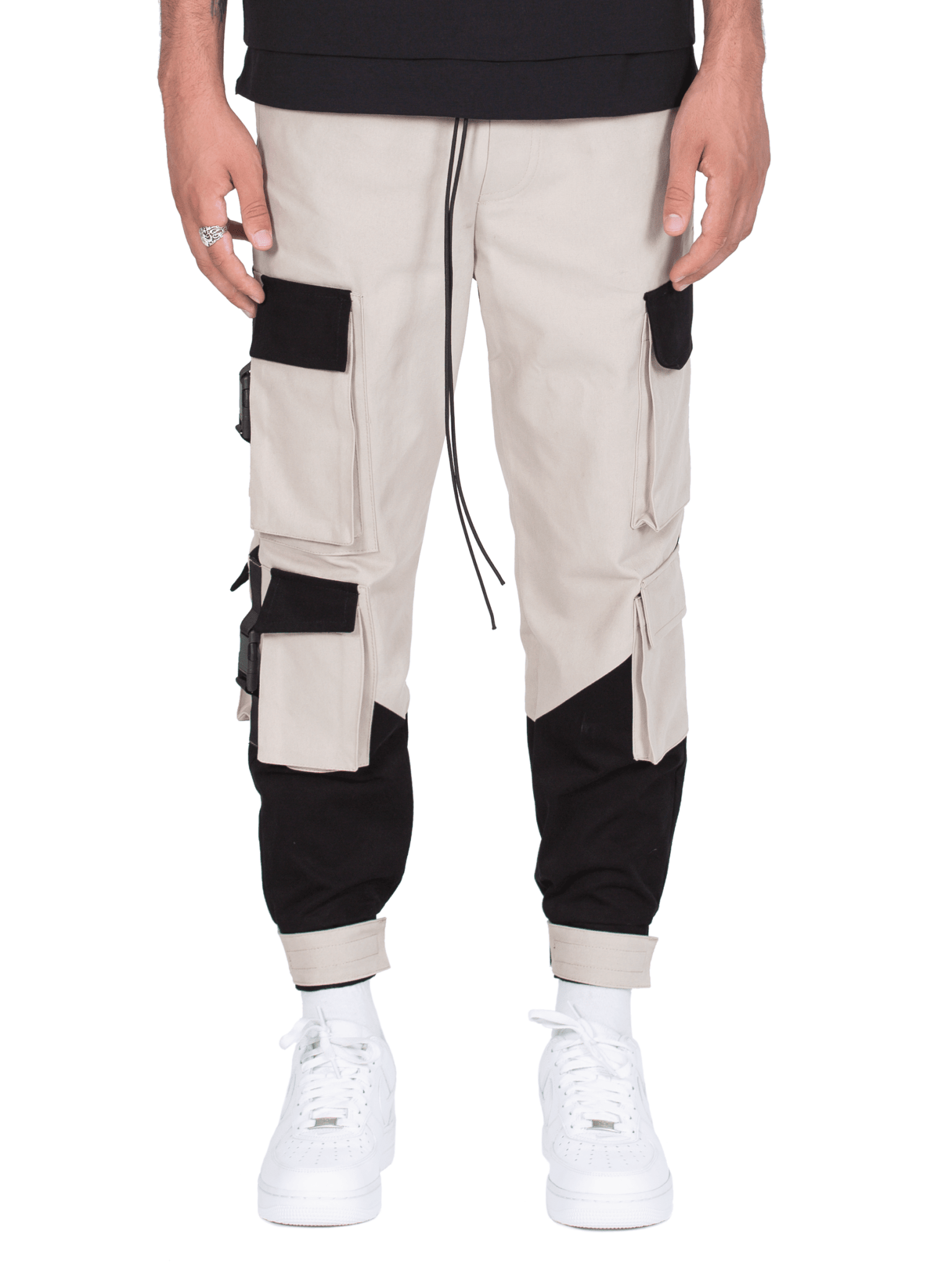 Multi Pocket Cargo Pants - Stone / Black - Reputation Studios