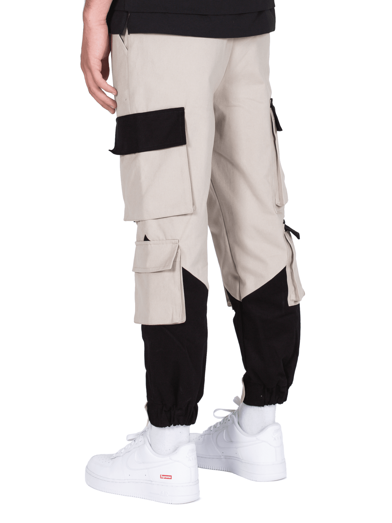 Multi Pocket Cargo Pants - Stone / Black - Reputation Studios