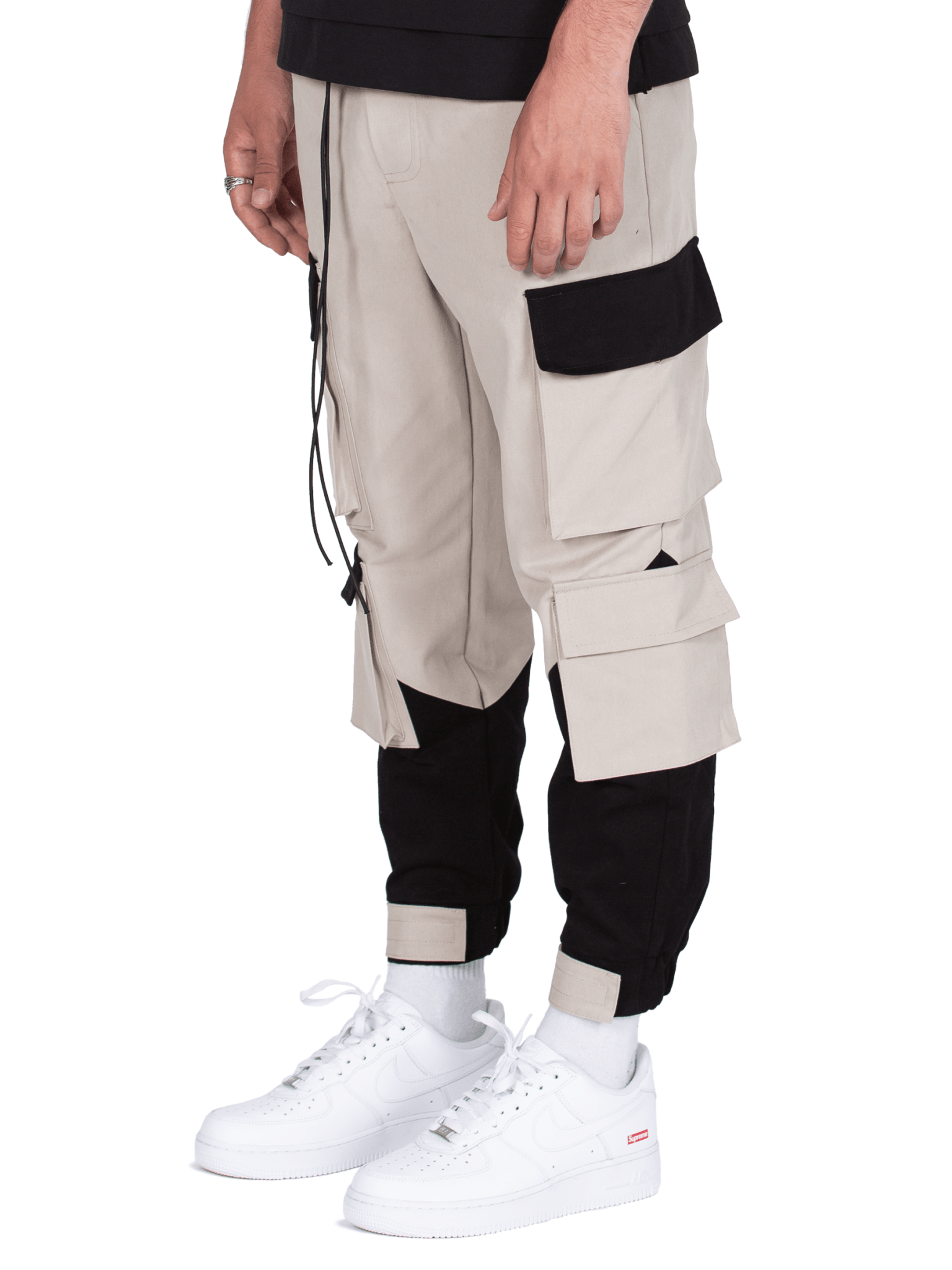 Multi Pocket Cargo Pants - Stone / Black - Reputation Studios