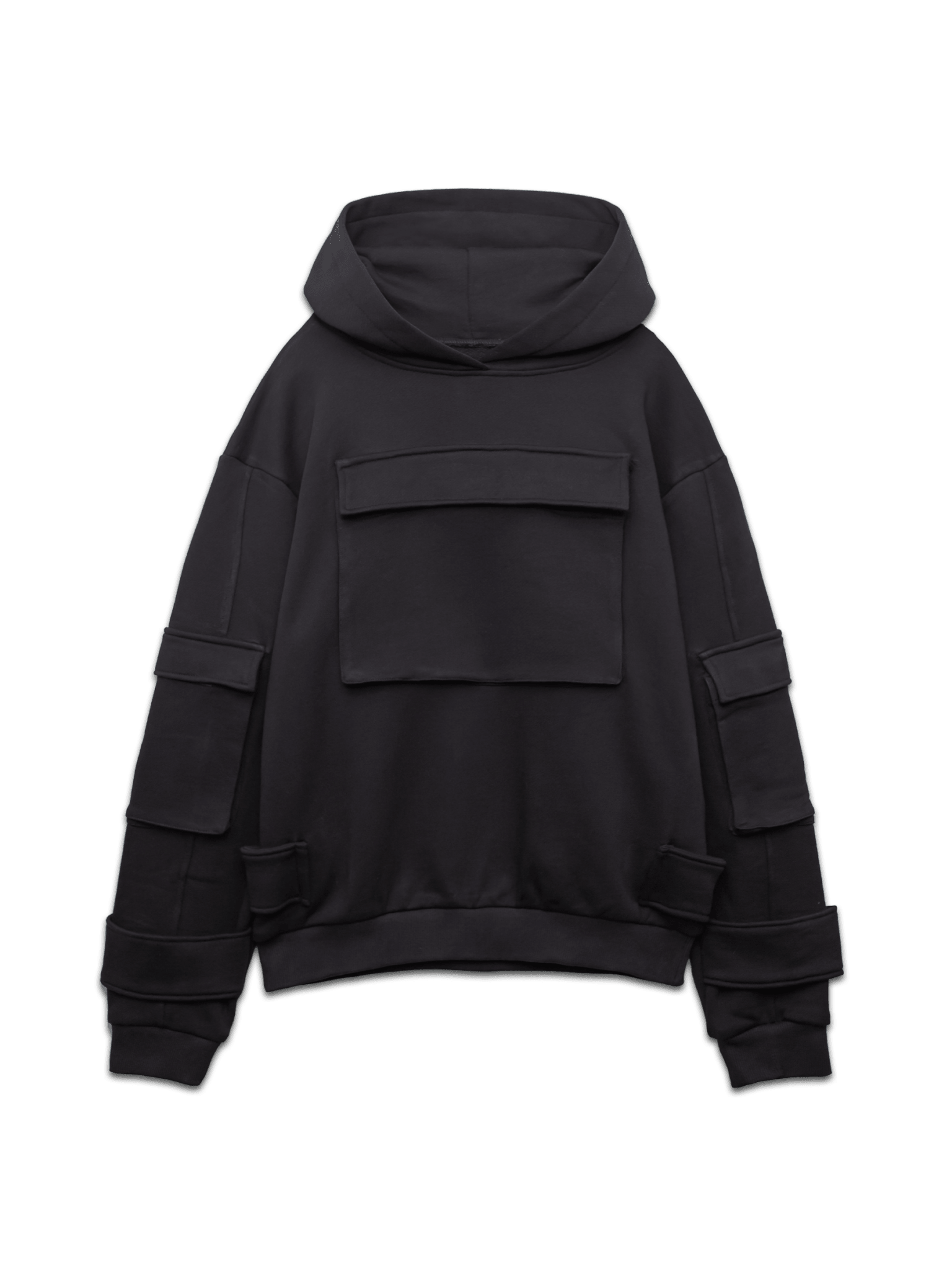Multi Pocket Hoodie - Black - Reputation Studios