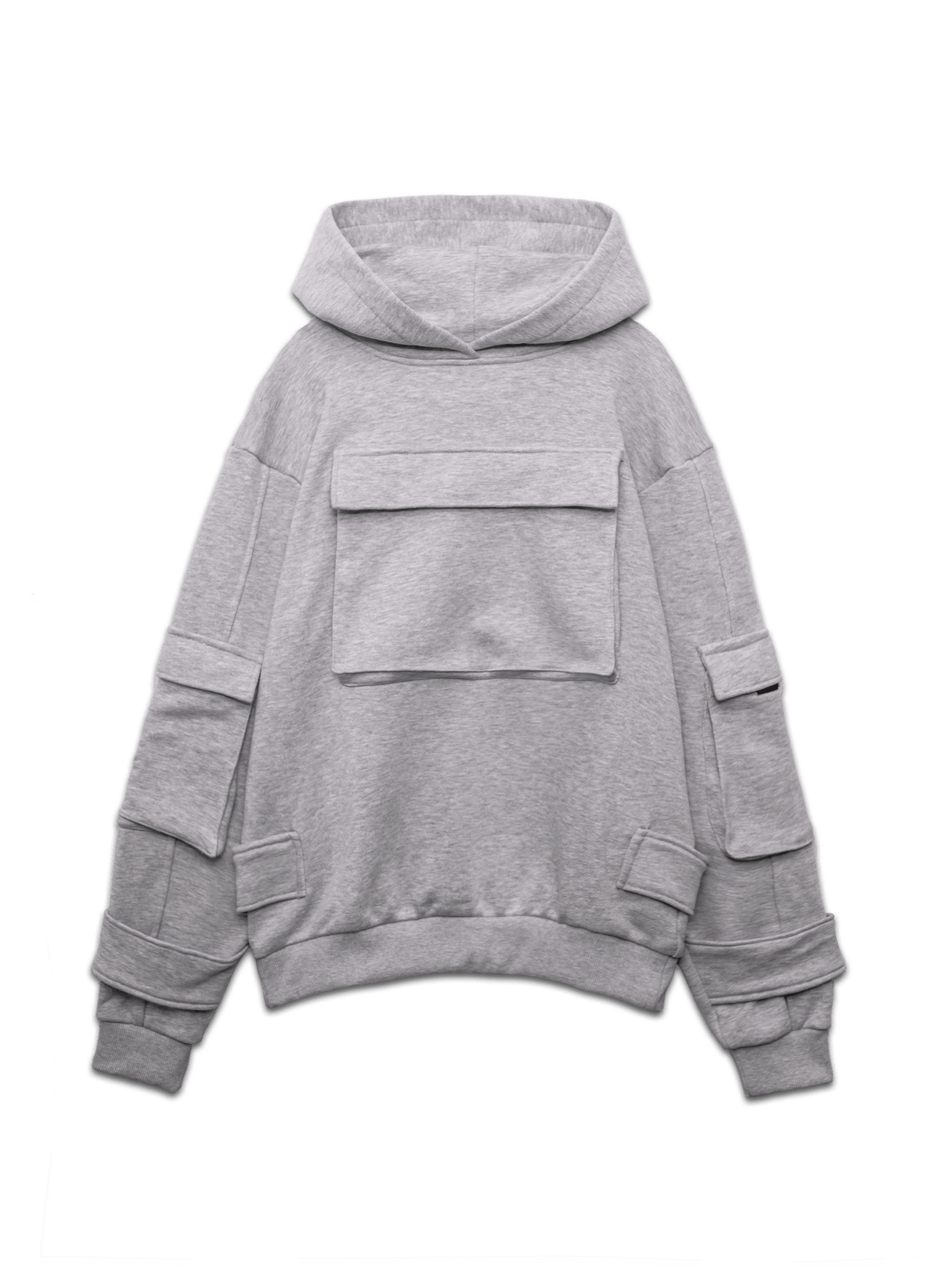 Multi Pocket Hoodie - Heather Grey - Reputation Studios