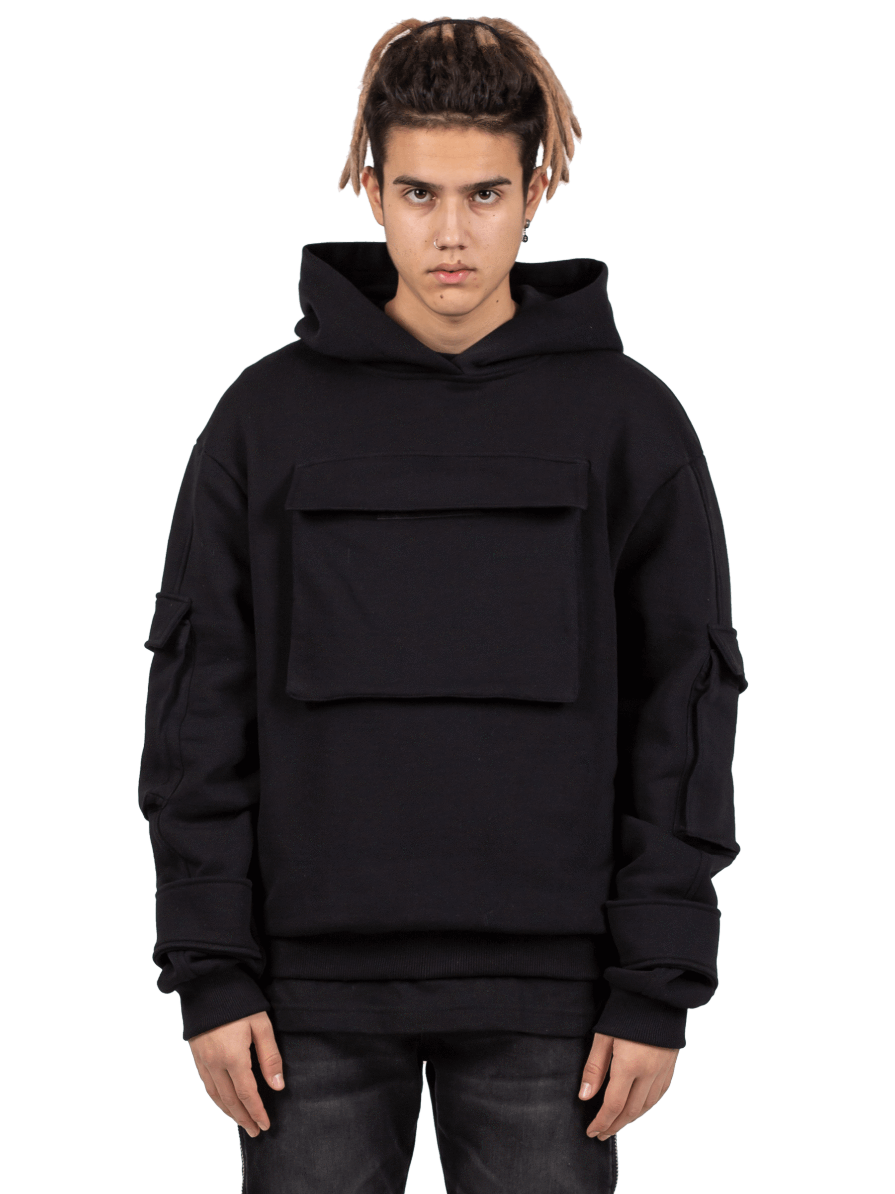 Multi Pocket Hoodie - Black