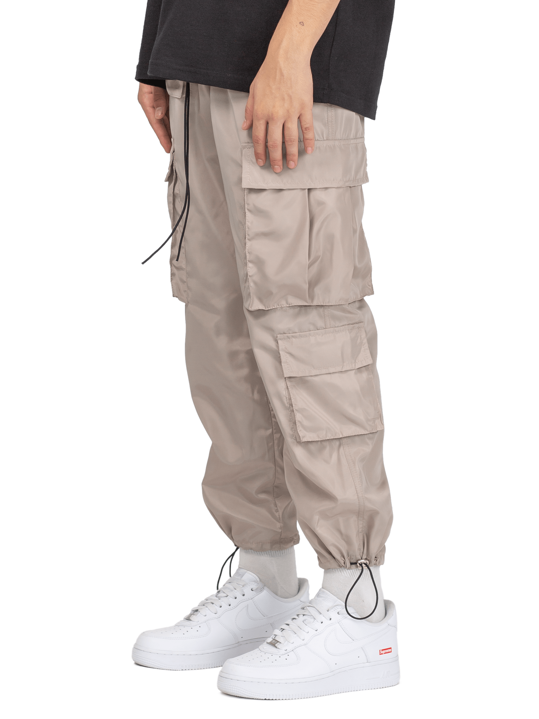 Nylon Cargo Pants - Beige