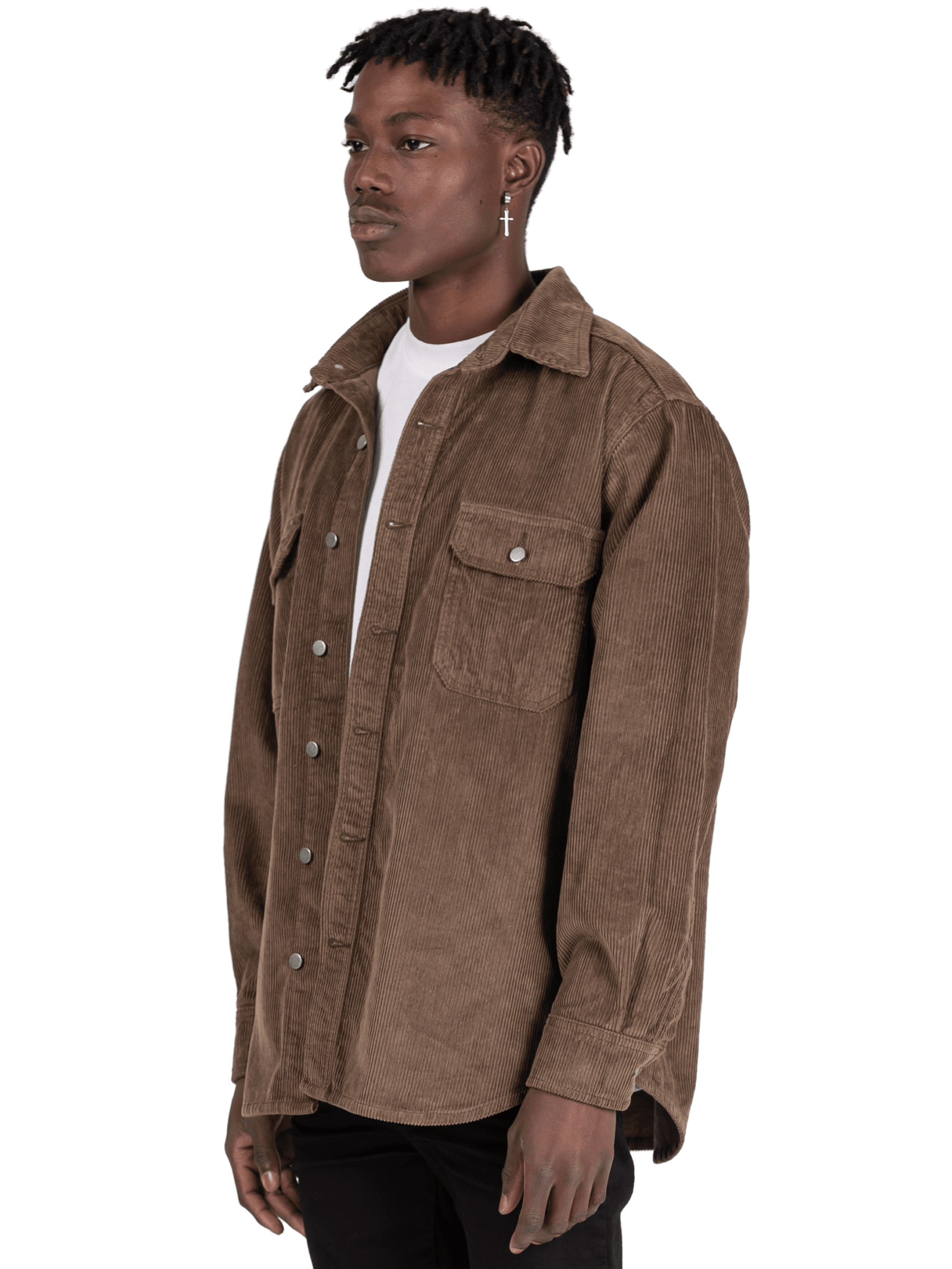 Oversized Cord Shirt - Olive - Reputation Studios