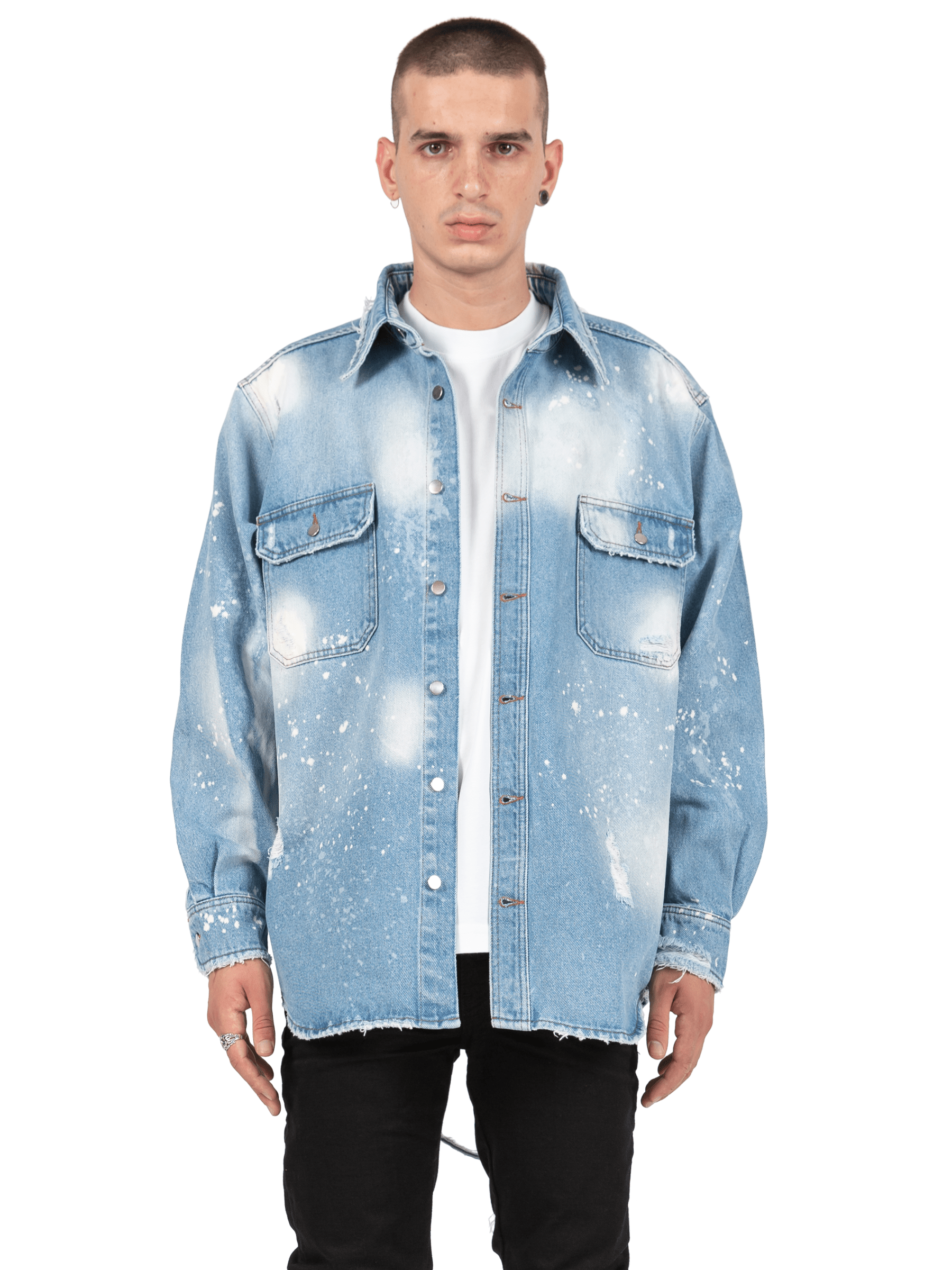 Oversized Denim Shirt - Light Stone