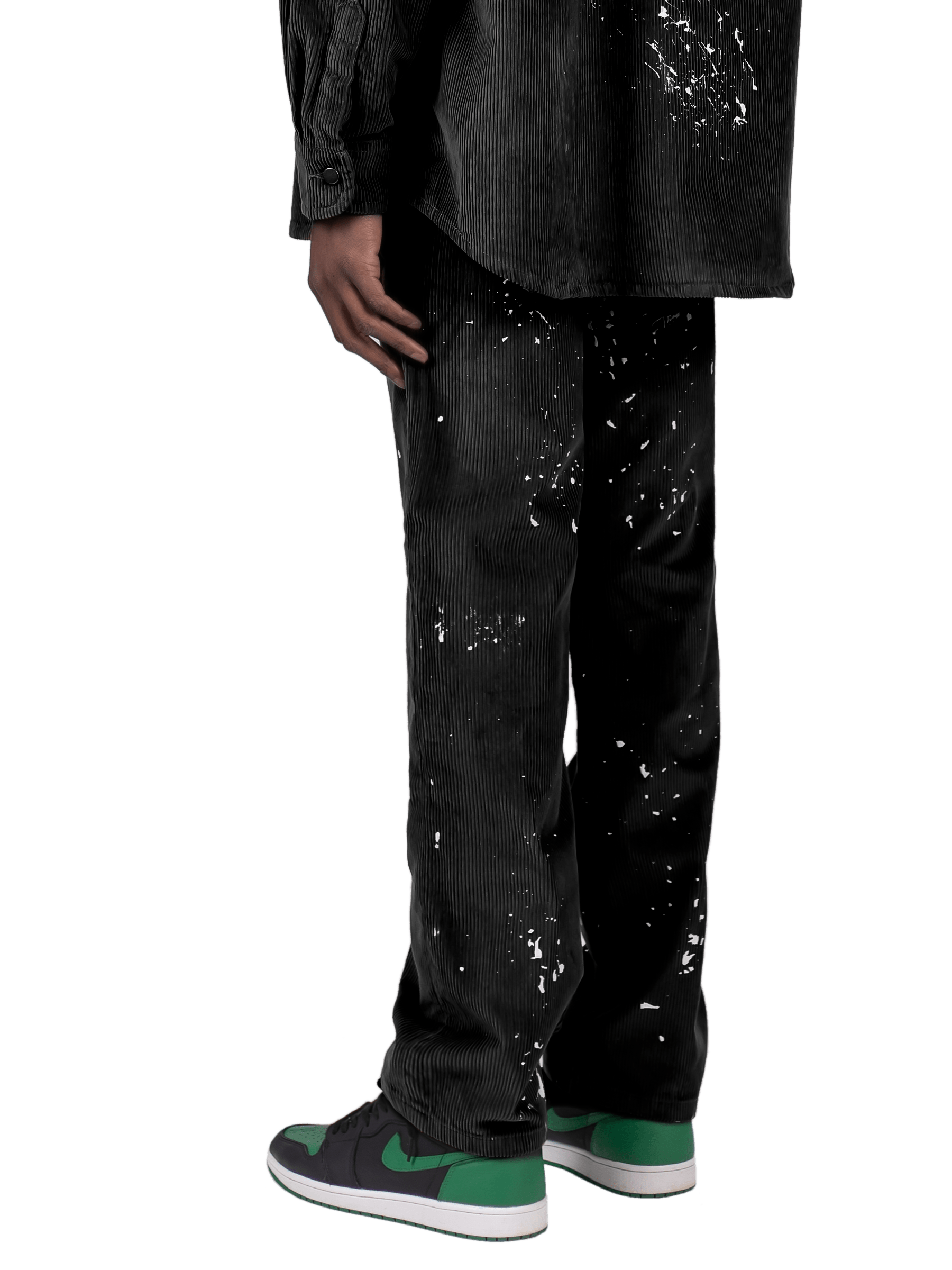 Splatter Cord Pants - Black
