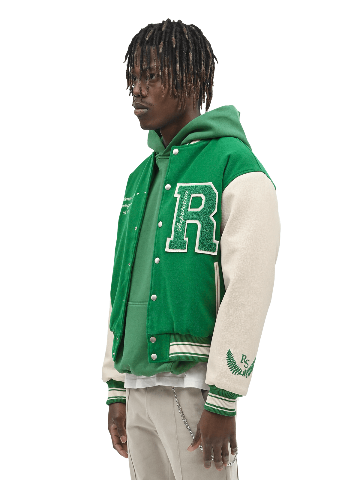 "Statement Piece" Varsity Jacket - Pine Green - Reputation Studios