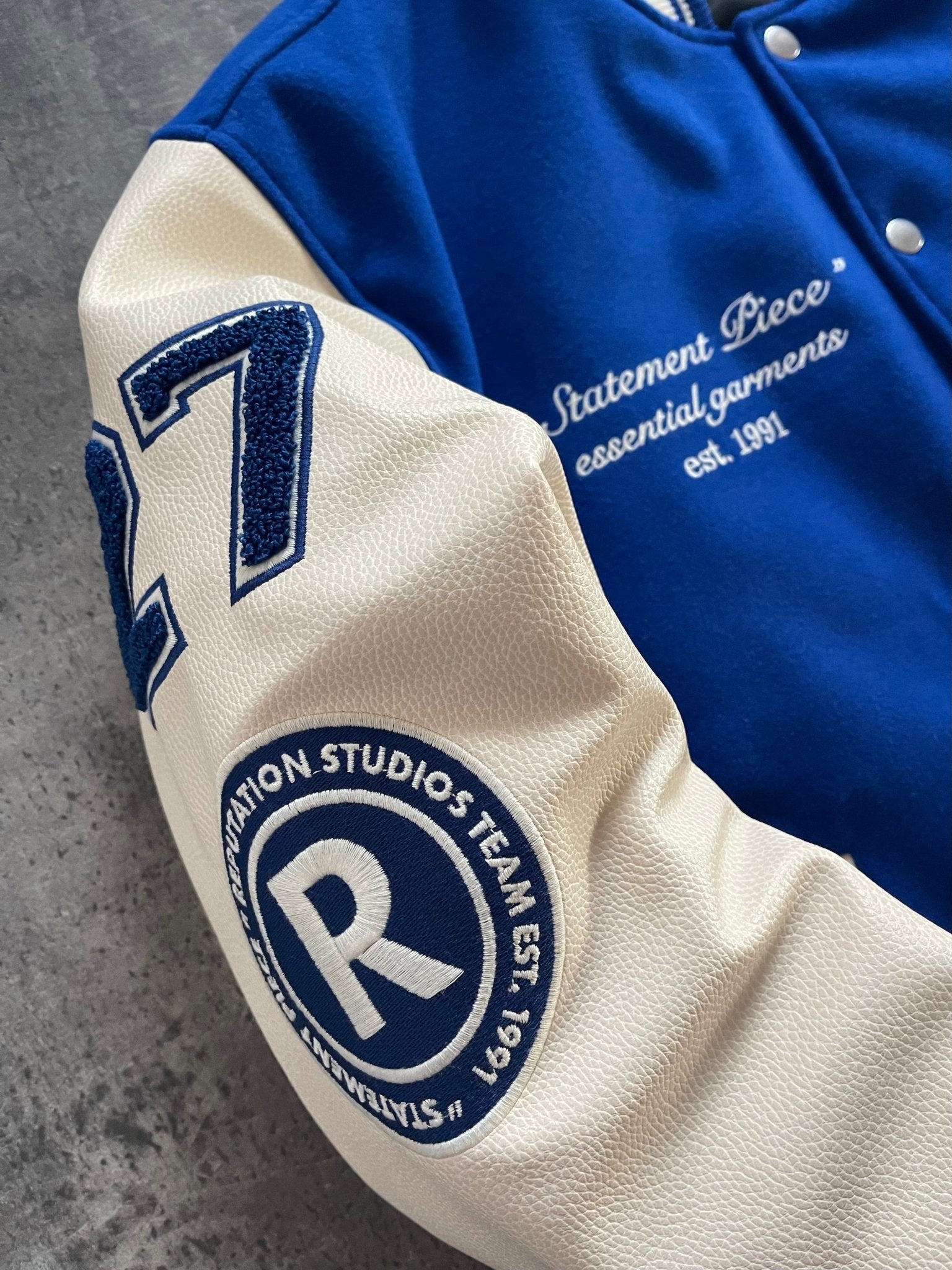 "Statement Piece" Varsity Jacket - Royal Blue - Reputation Studios