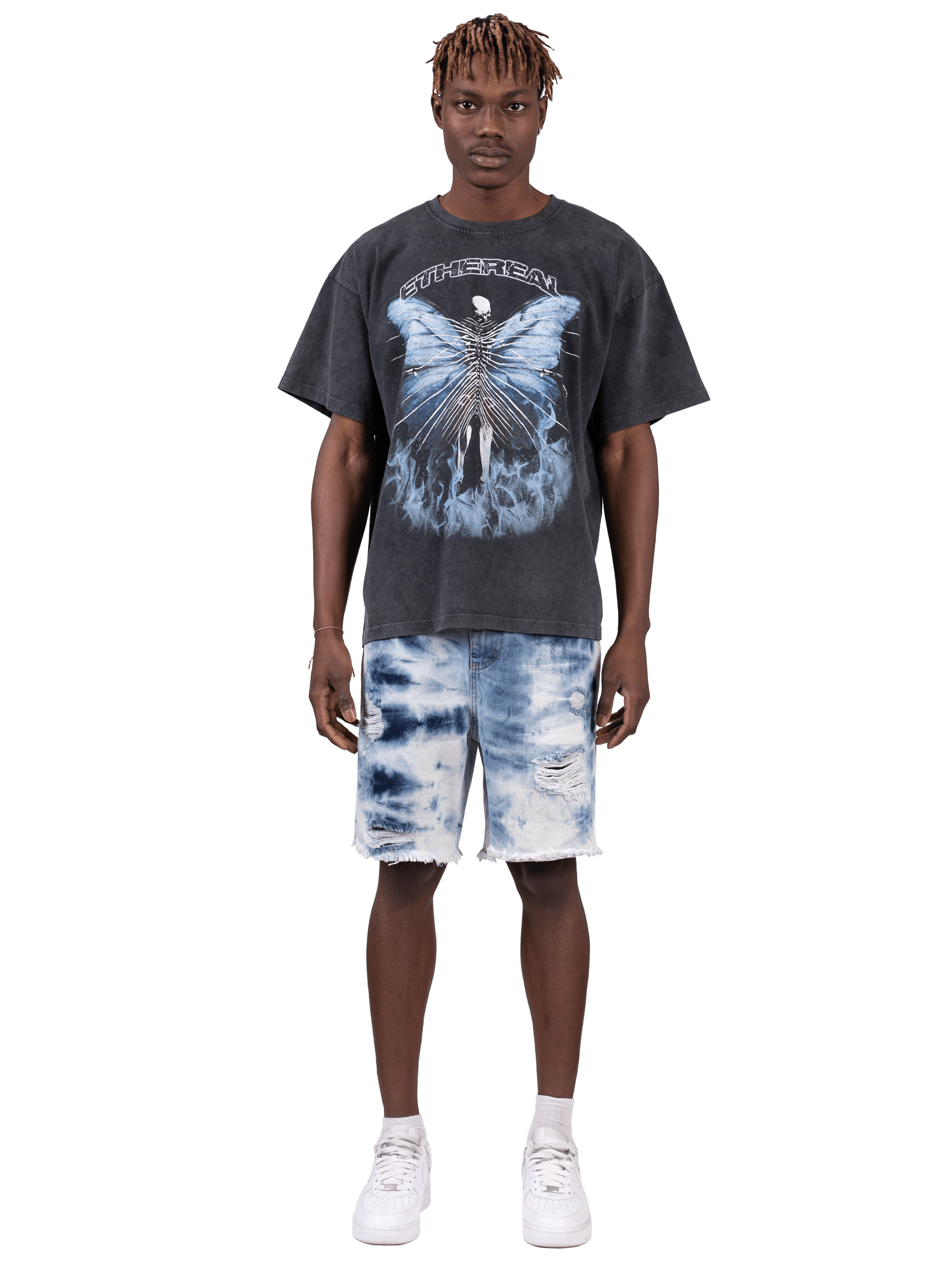 Tie Dye Shorts - Light Wash