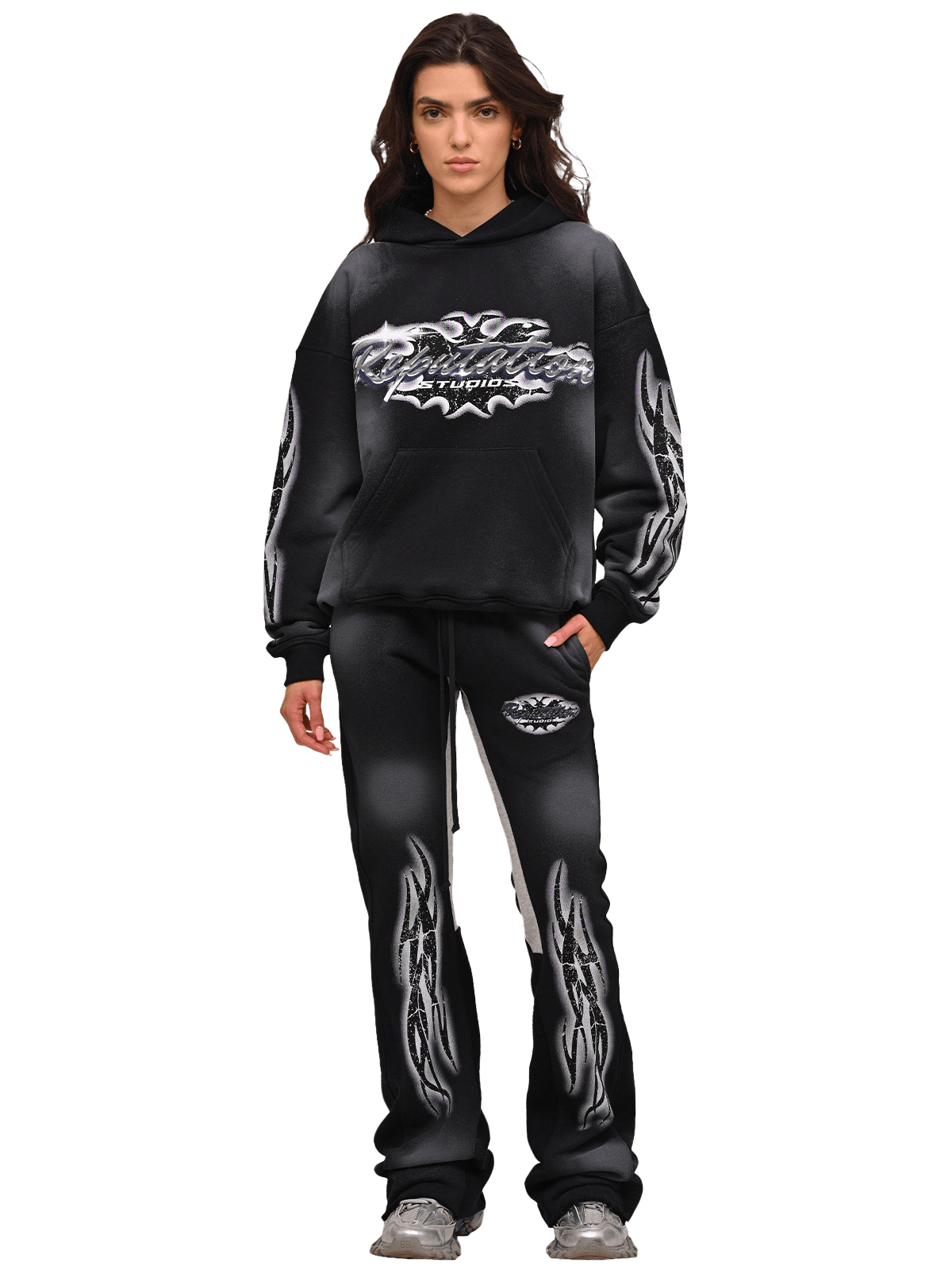 Tribal Flare Sweatpants - Black