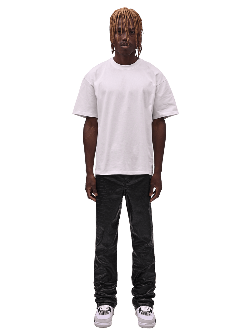 Flare Leather Pants - Crocodile
