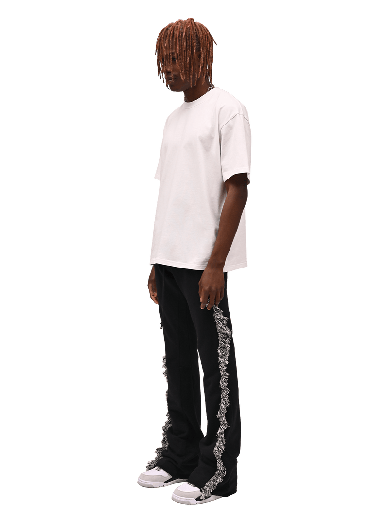Flare Fringe Sweatpants - Black