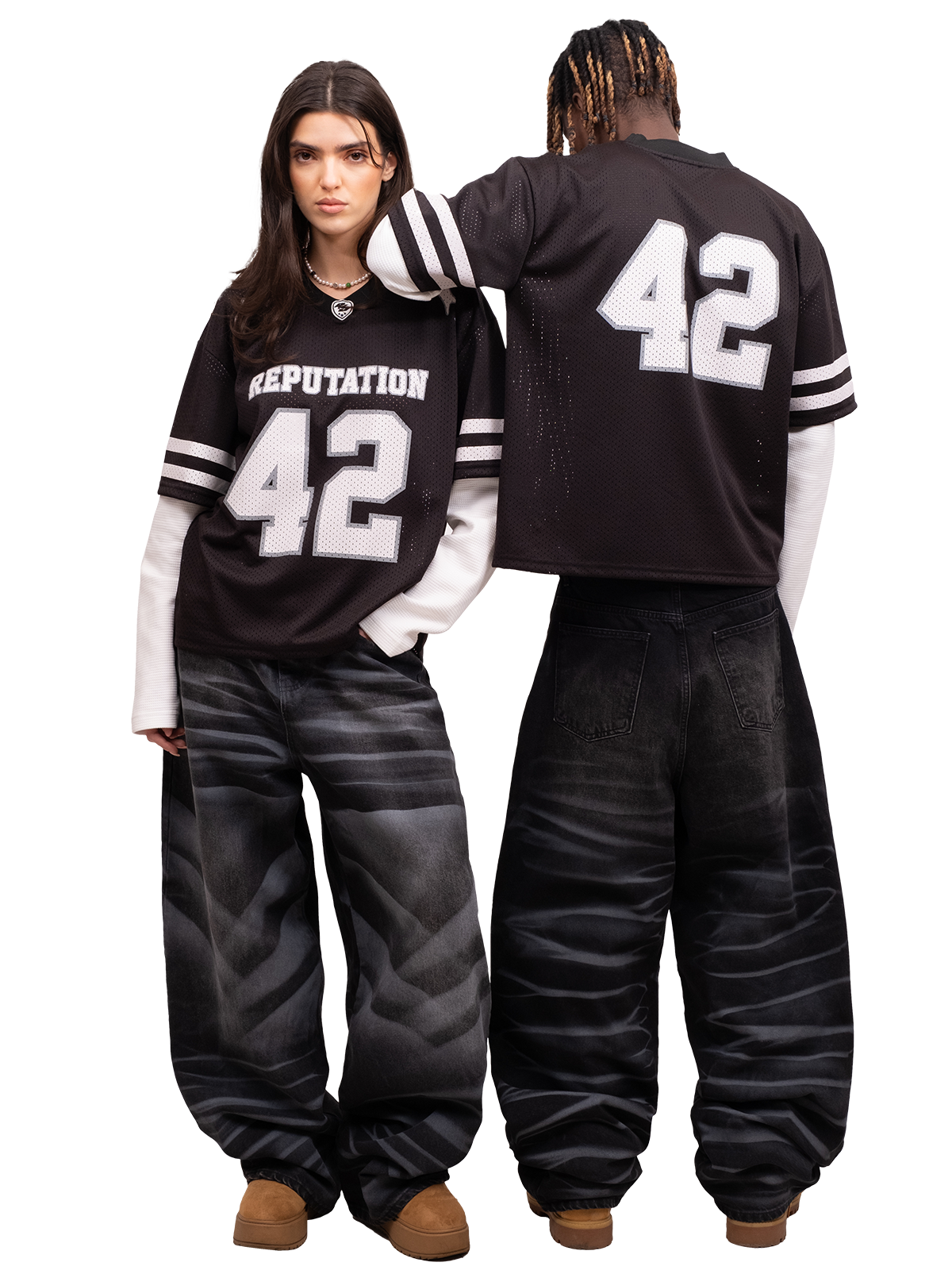 Mesh Layered Jersey - Black