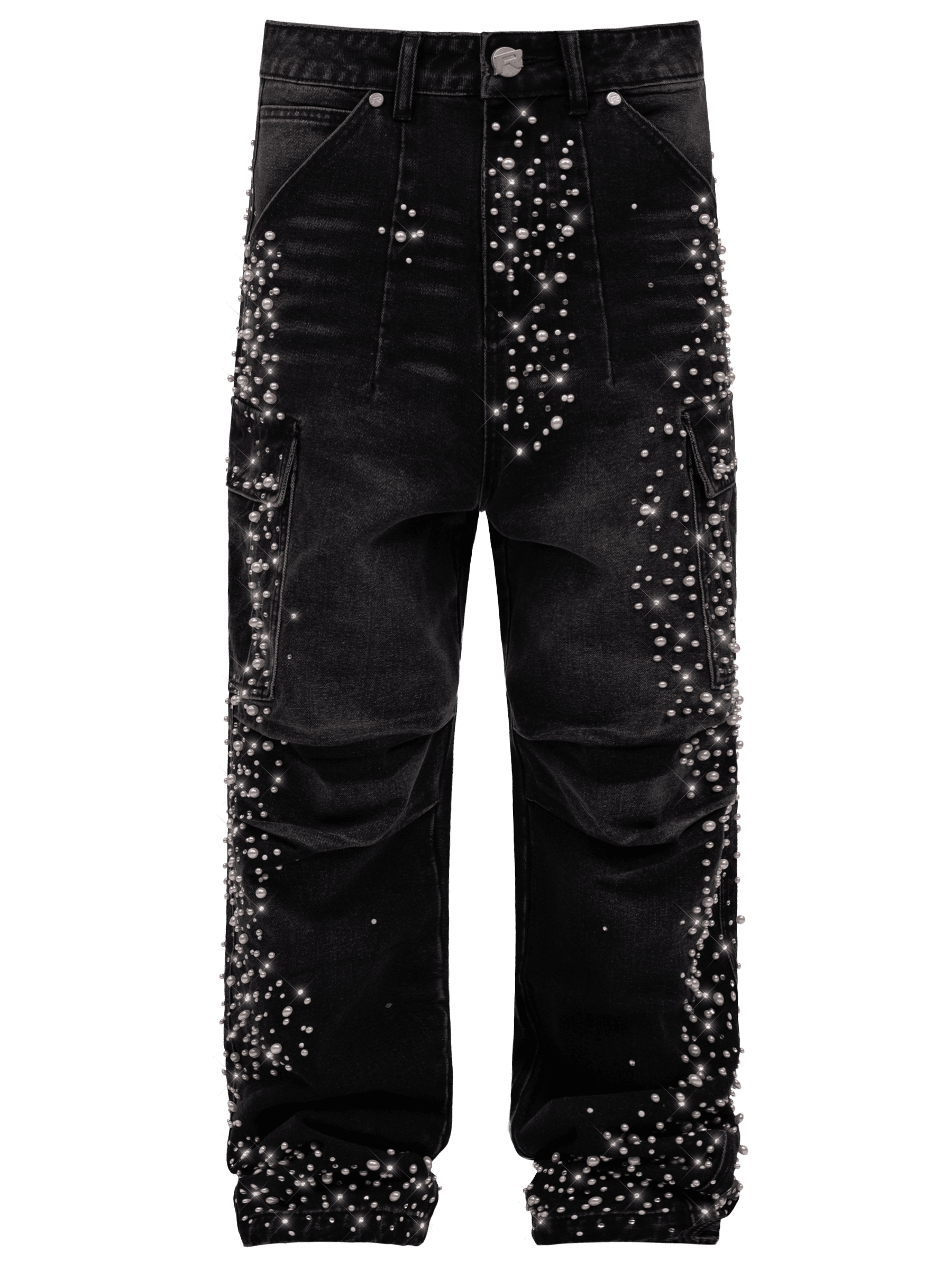Black Cargo Embellish Denim