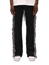 Flare Fringe Sweatpants - Black