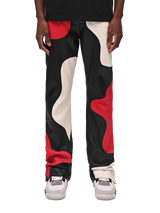 Flare Leather Patch Pants - Black