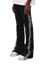 Flare Fringe Sweatpants - Black