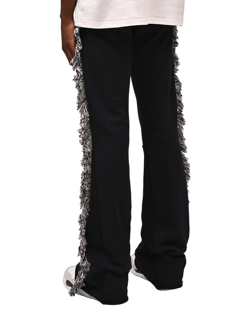 Flare Fringe Sweatpants - Black
