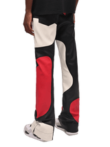 Flare Leather Patch Pants - Black