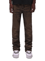 Flare Leather Pants - Acid Wash