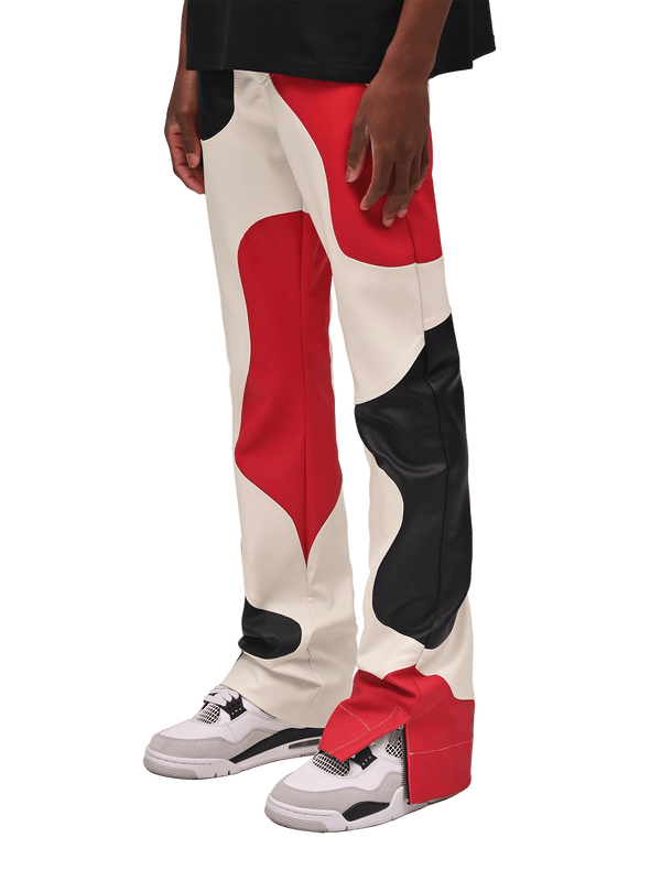 Flare Leather Patch Pants - Off White