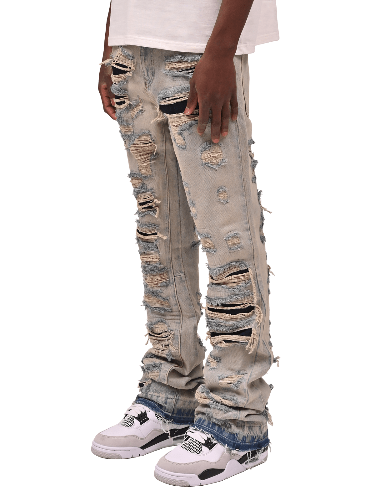 Thrashed Flare Denim - Cream Wash