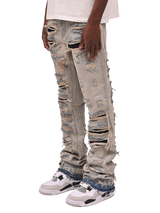 Thrashed Flare Denim - Cream Wash