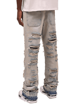 Thrashed Flare Denim - Cream Wash