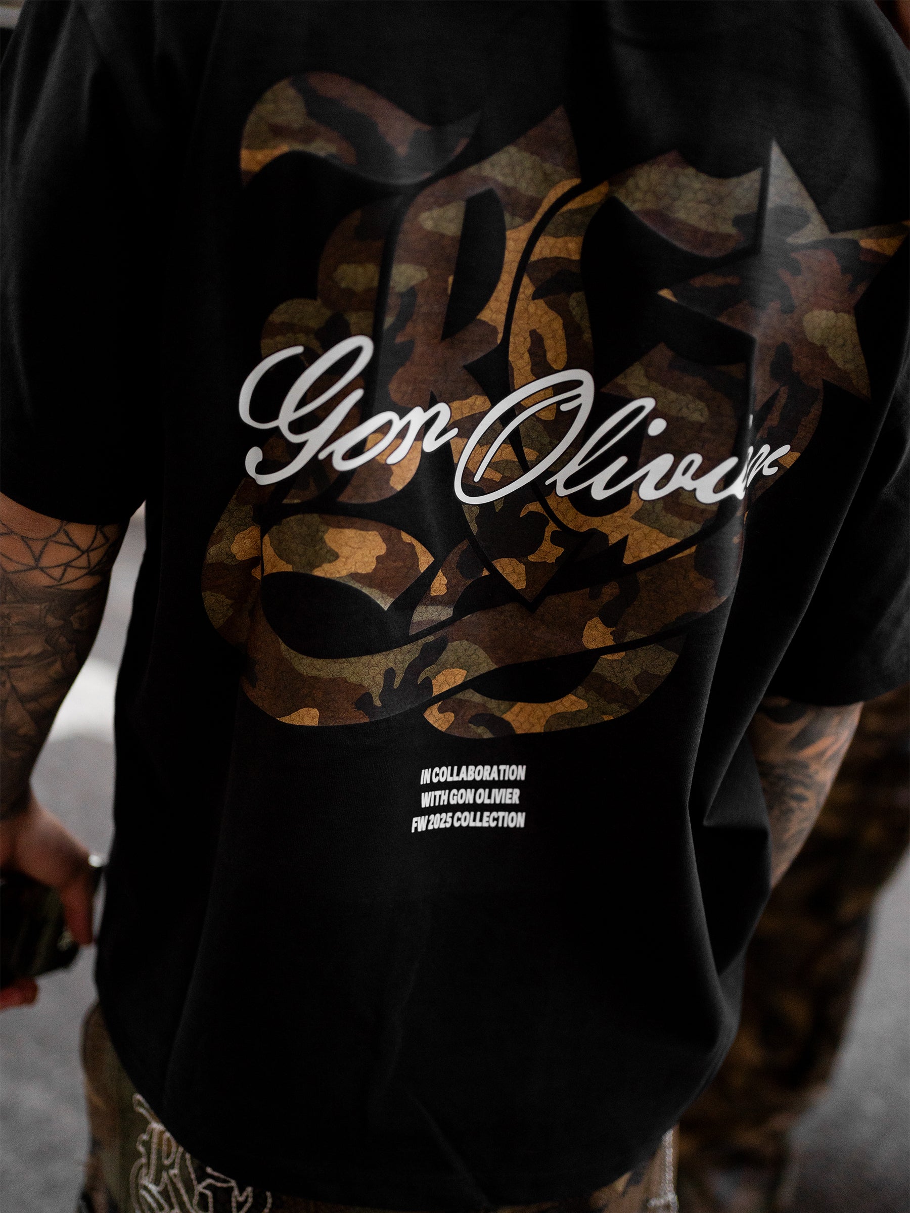 Gon x Reputation Combat Camo Tee - Black