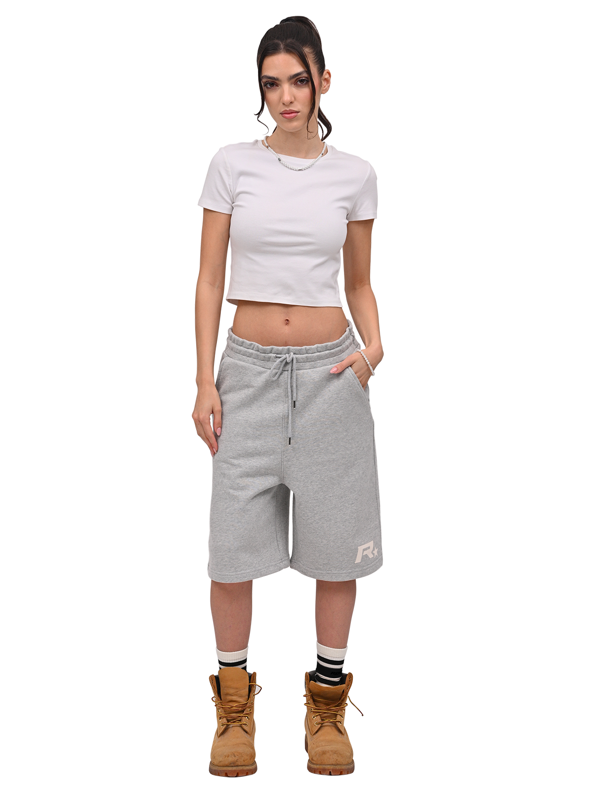 Baggy Jersey Shorts - Heather Grey