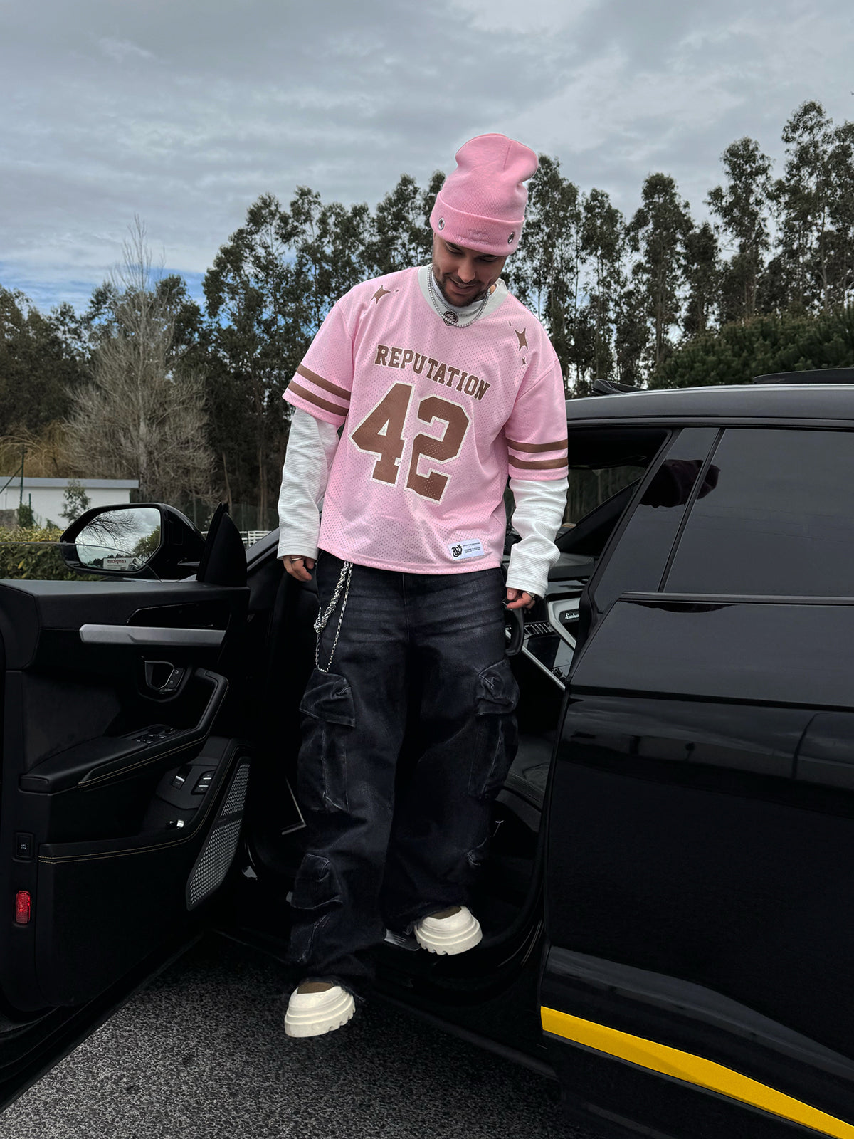 Mesh Layered Jersey - Pink