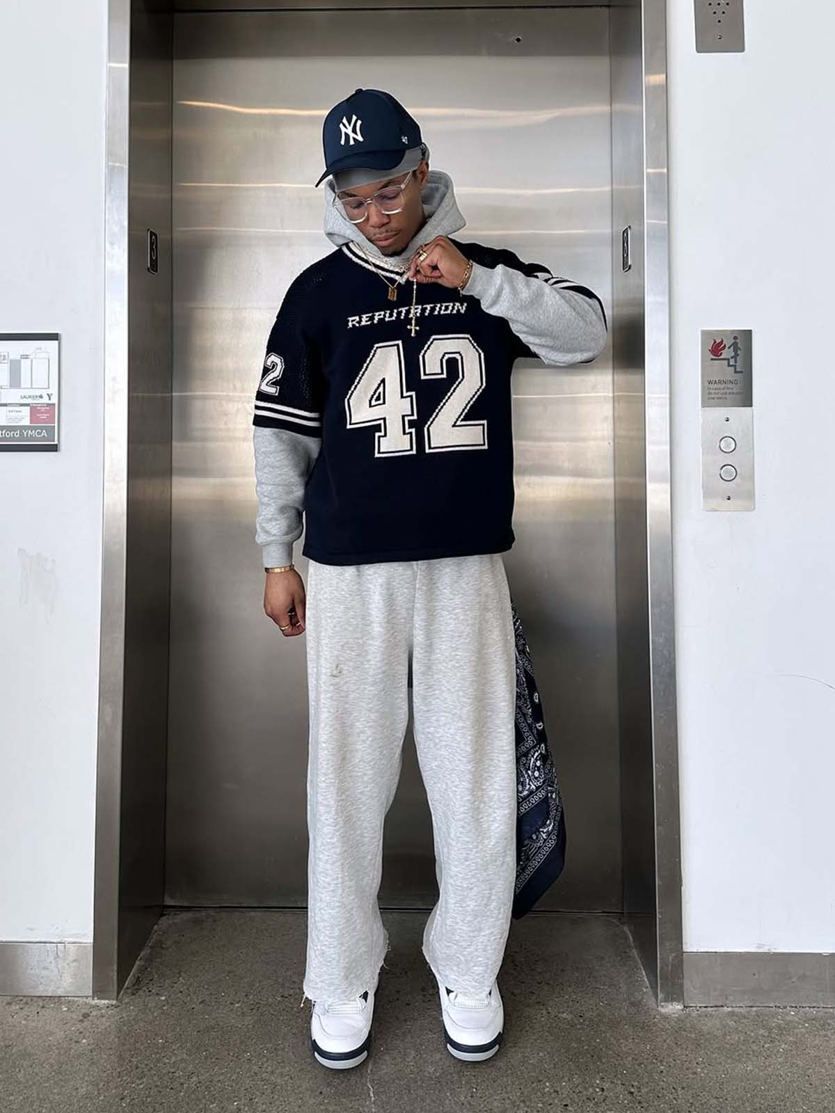 Y2K Knit Hockey Jersey - Navy