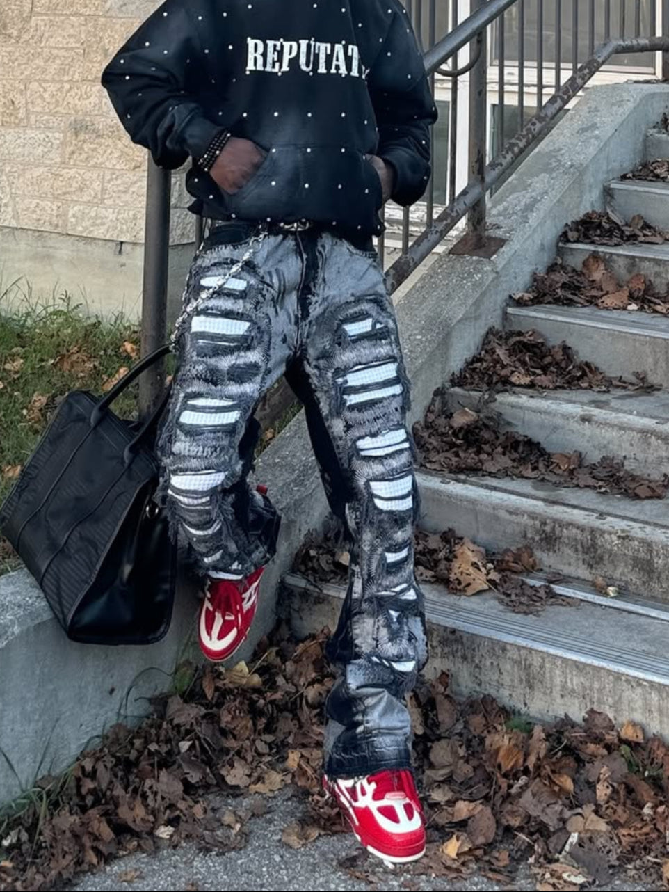 Metallic Flare Denim - Black