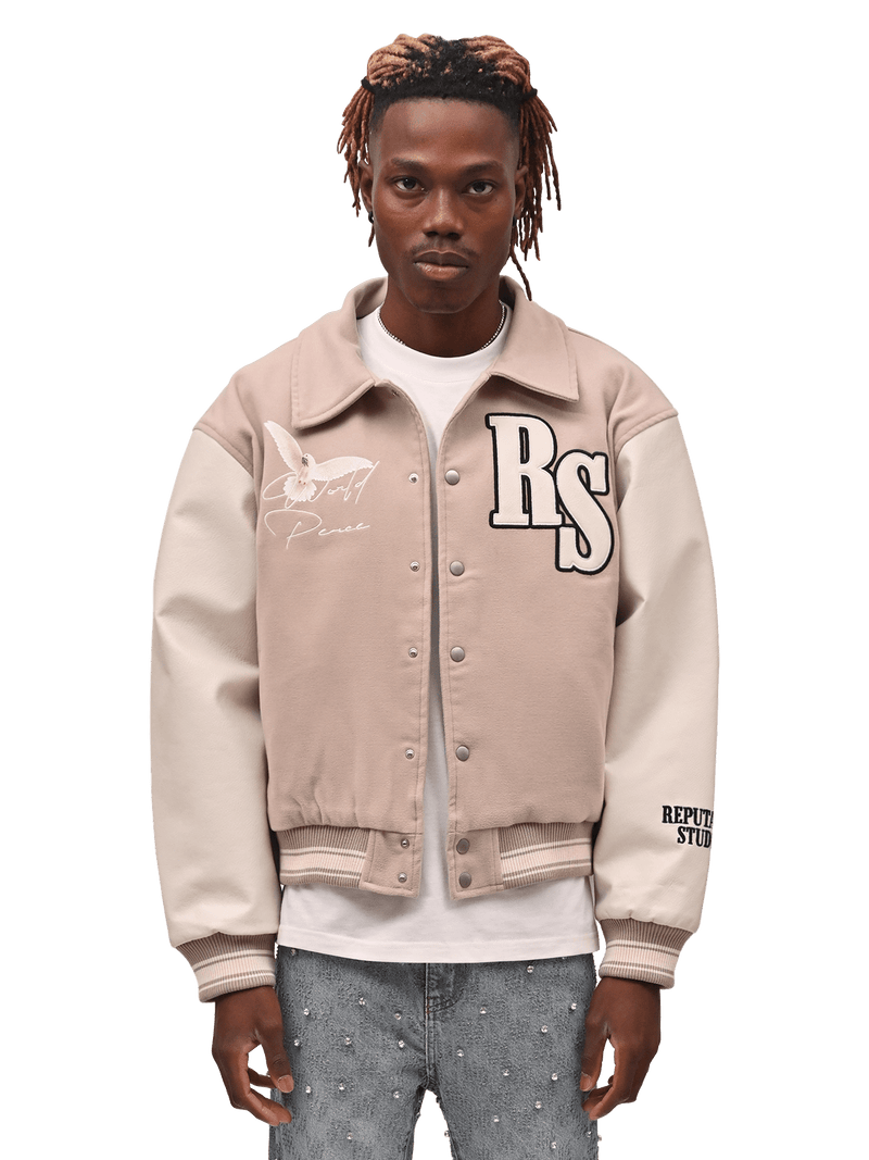 World Peace Varsity Jacket - Taupe