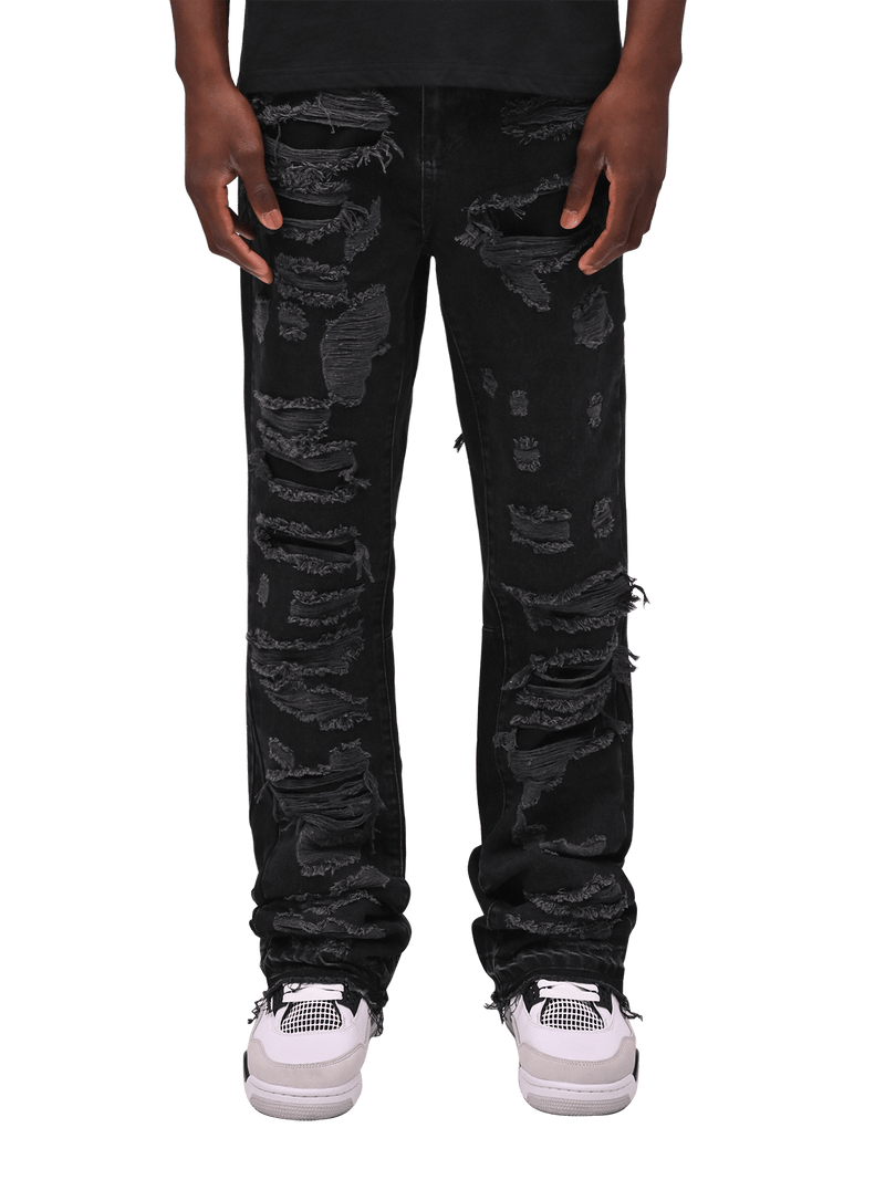 Thrashed Flare Denim - Black