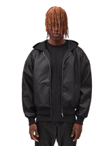 Leather Zip Hoodie - Black