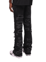 Thrashed Flare Denim - Black