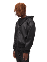 Leather Zip Hoodie - Black