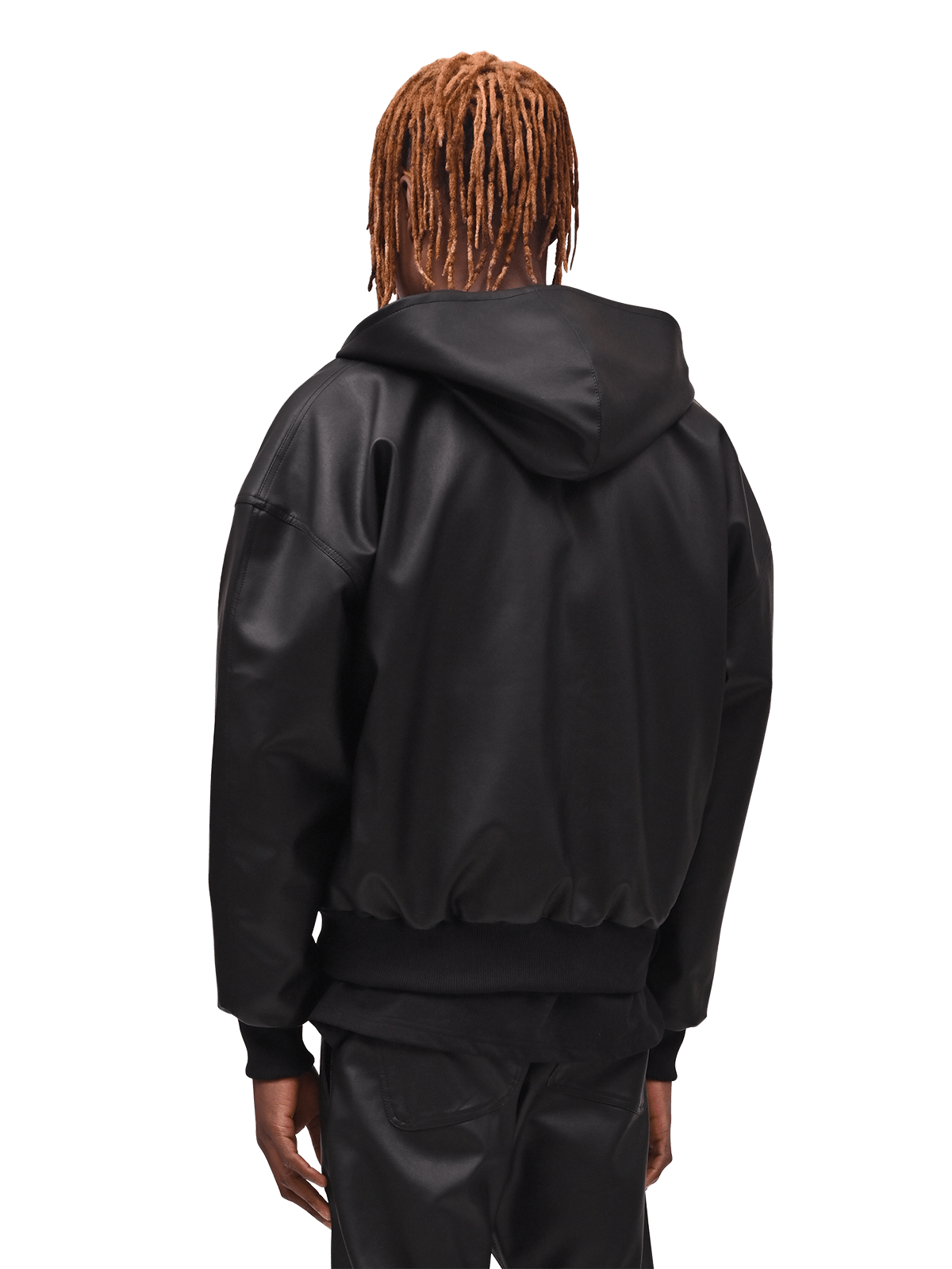 Leather Zip Hoodie - Black