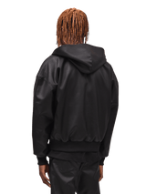 Leather Zip Hoodie - Black