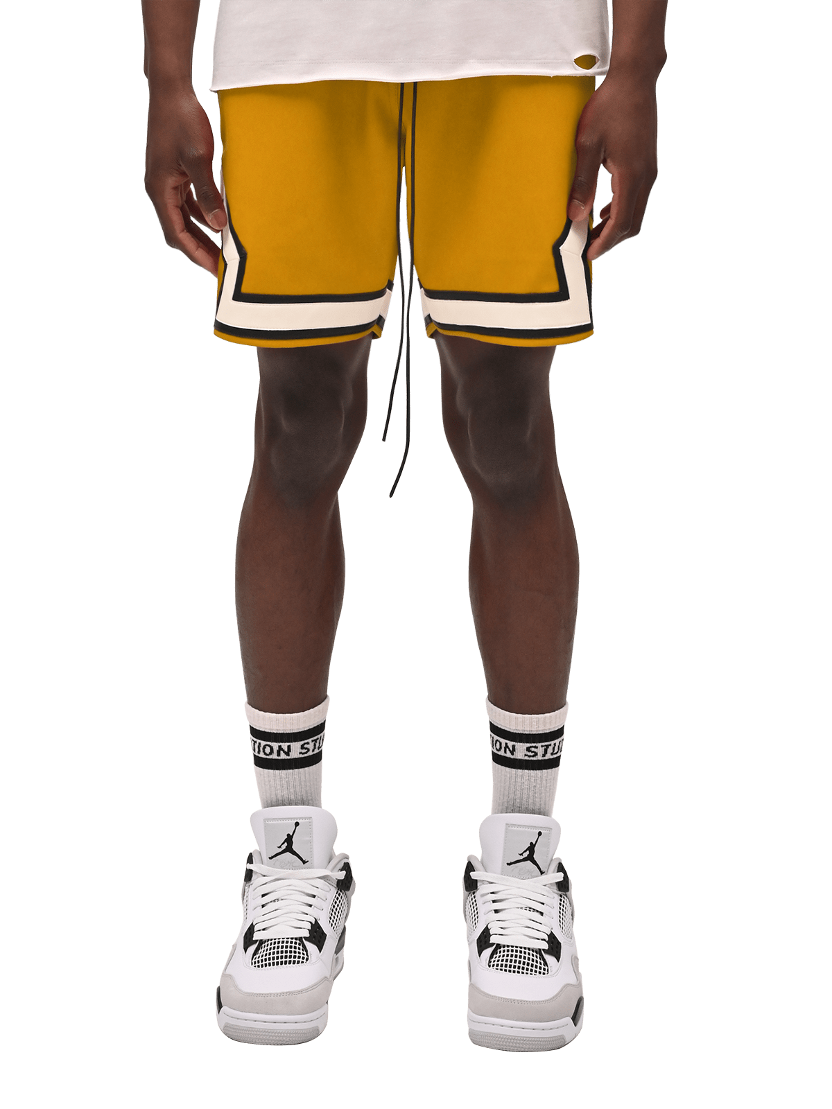 Leather Basketball Shorts - Mustard