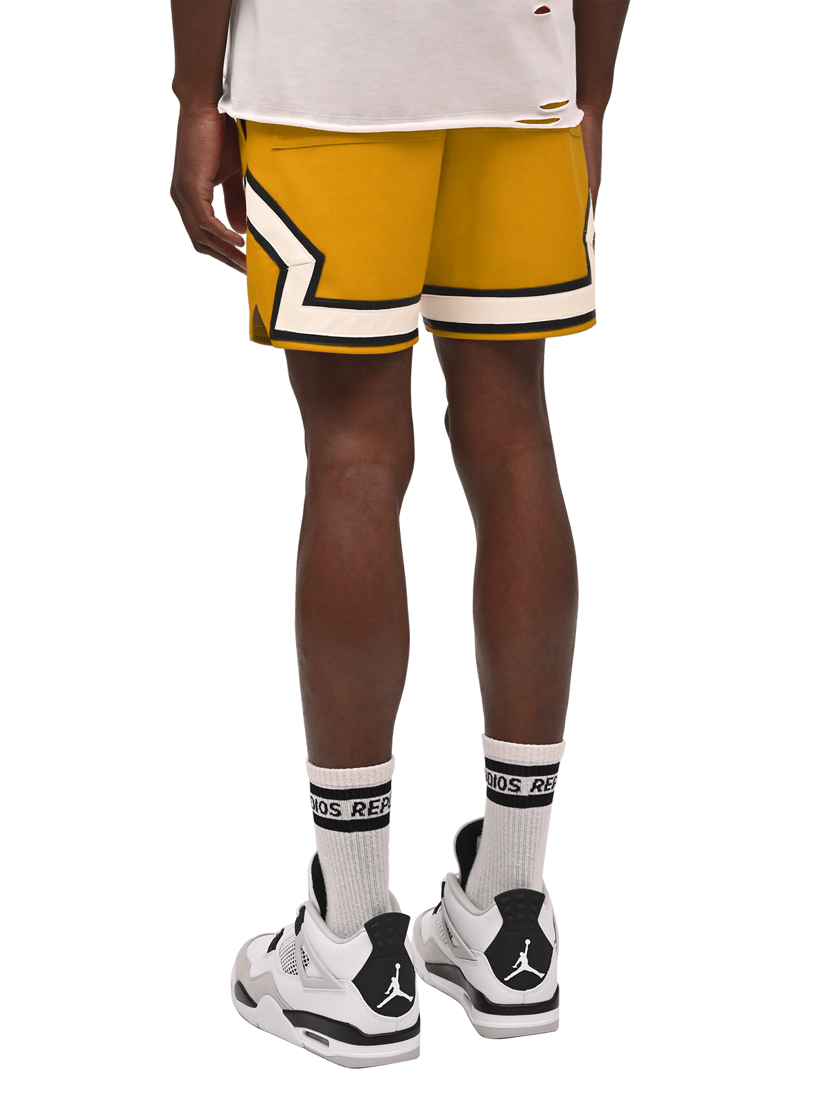 Leather Basketball Shorts - Mustard
