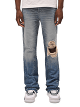 Knee Blowout Flare Denim - Faded Blue