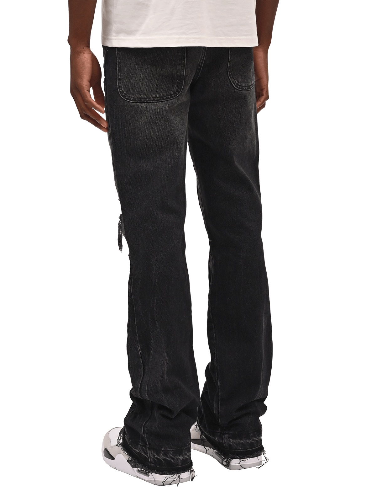 Knee Blowout Flare Denim - Black