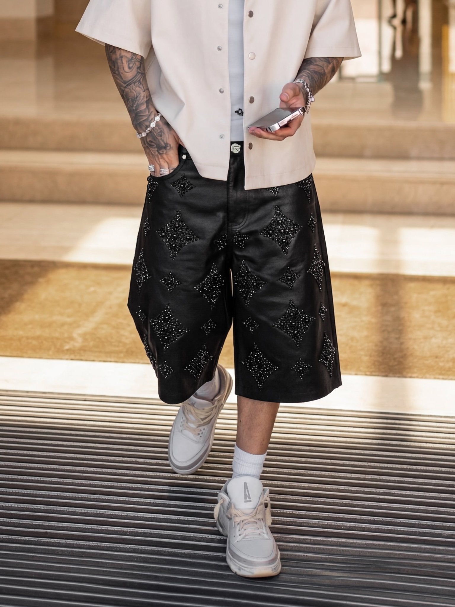 Black Wax Embellish Jorts - Reputation Studios