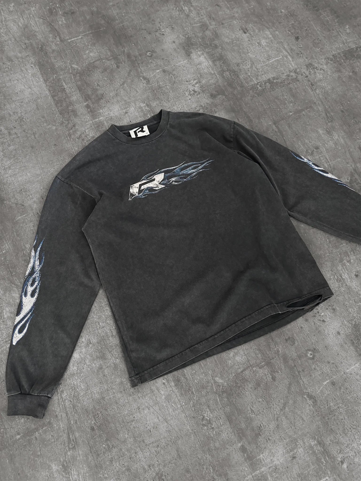 Blue Flames Long Sleeve Tee - Reputation Studios